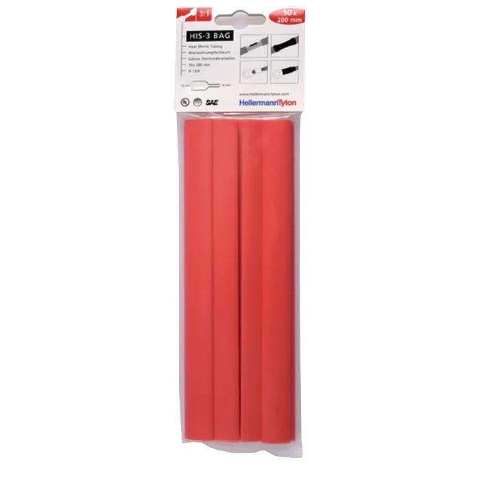 Hellermann Tyton HIS-3 Bag 12/4 Krympslang 12/4 x 200 mm, 10-pack Transparent