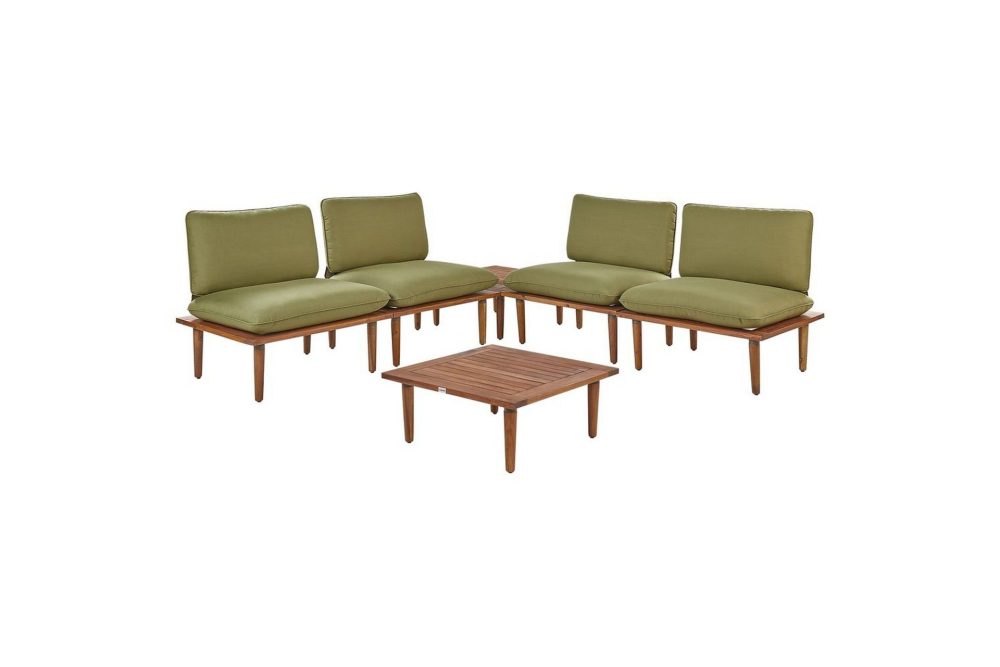 Loungegrupp med bord Frascati Grönt/ljust trä, 4-Sits