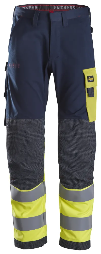 Snickers Workwear 6376 ProtecWork Arbetsbyxa marinblå/varsel, gul C46