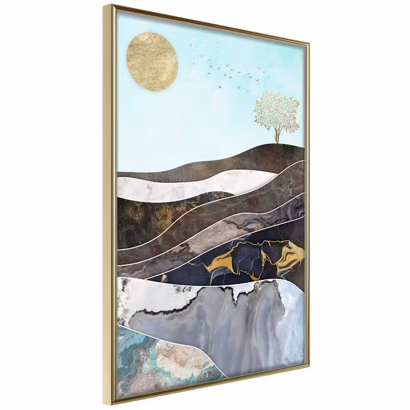 Poster Artgeist Affisch Layers of Earth Guld ram, 40x60 cm
