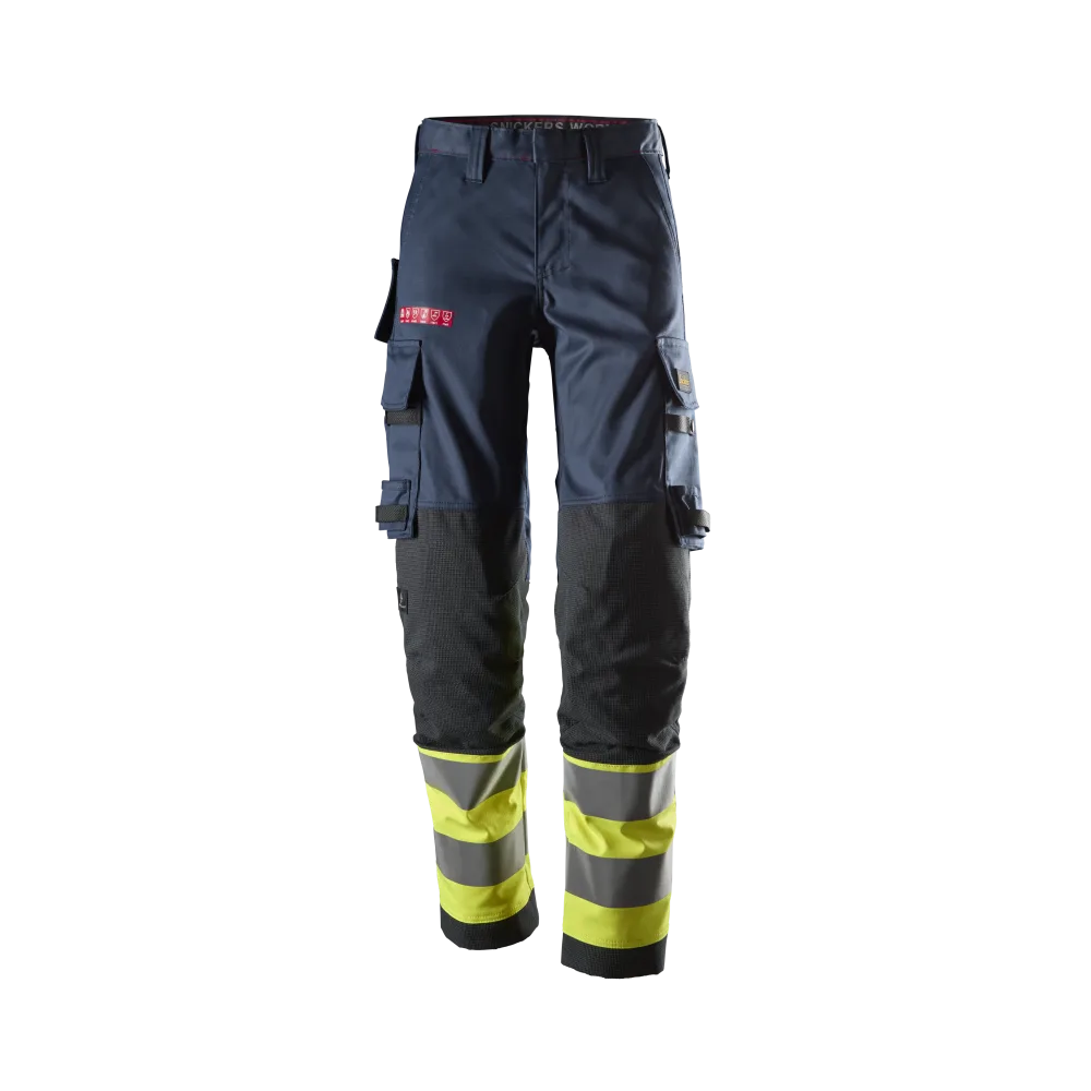 Snickers Workwear ProtecWork 6764 Varselbyxa varsel, marinblå/gul, dam, klass 1, flamskydd 50