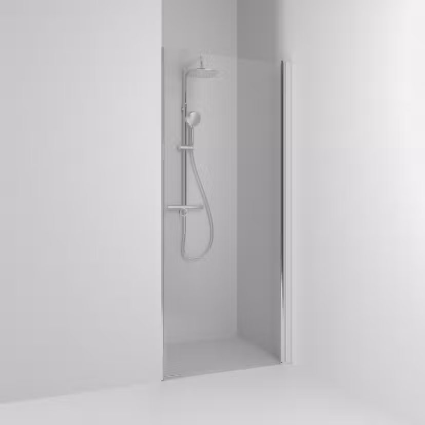 Duschdörr Svedbergs Skoga Rak Enkel Profil: Blank Aluminium, Klarglas, 963x1980 mm