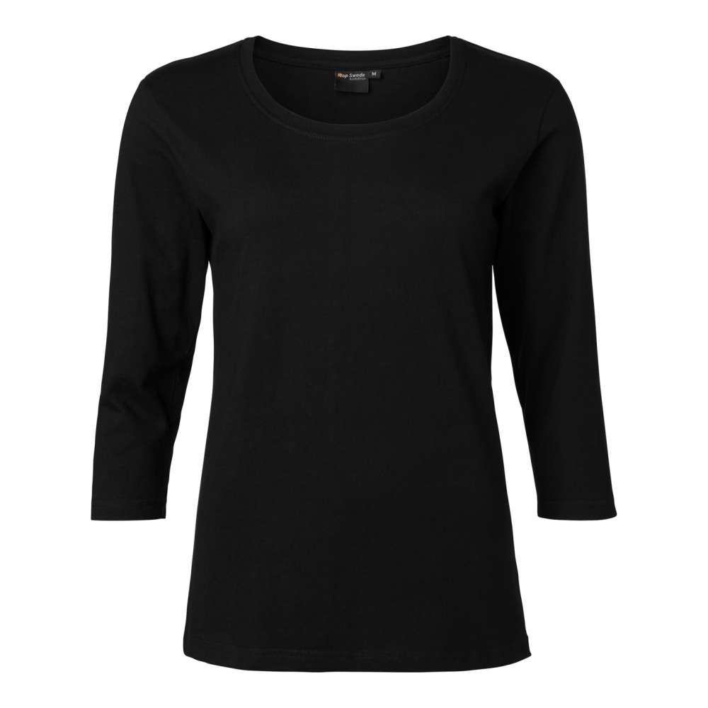 T-SHIRT TOP SWEDE DAM 3/4 ÄRM SVART M