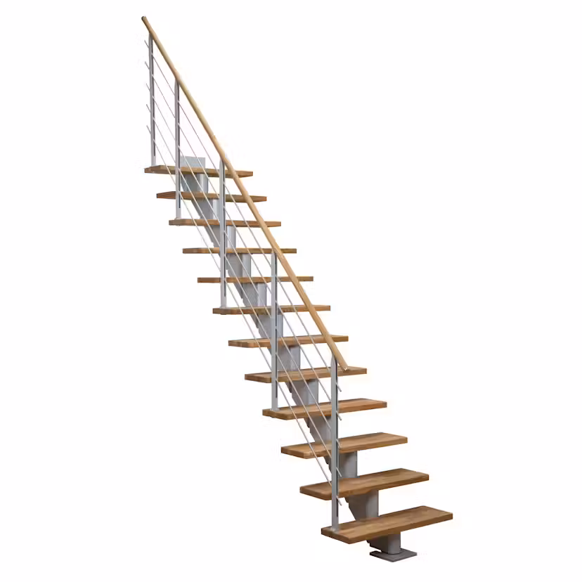 Spartrappa Dolle Hamburg Ek Oljad Rak Design Grå, LxB: 2810x890 mm